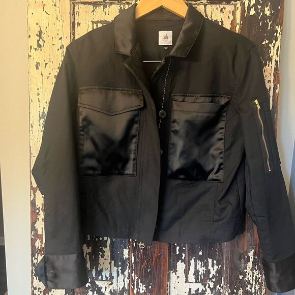 CAbi Jackets & Blazers - CAbi Black Satin Flight utility Jacket. Women’s XS.